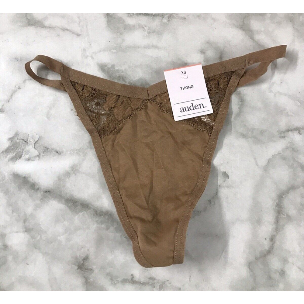 Auden Brown Smooth Satin Slippery String Bikini Panties Women's Size XS